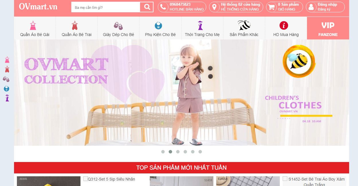 Website mua sắm trực tuyến cho mẹ và bé OVmart