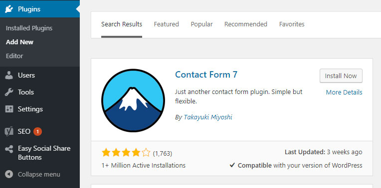 Cài đặt contact form 7