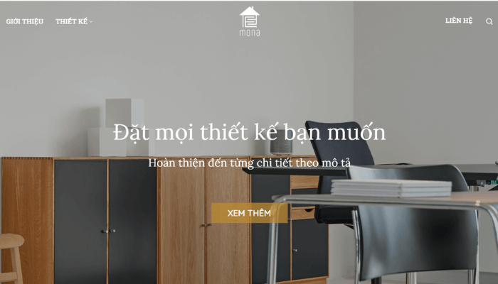 mẫu website thiết kế nội thất của mona